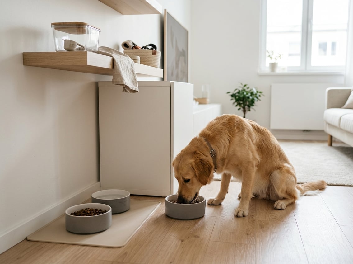 Sådan indretter du en rolig foderplads til hunden i et lille hjem